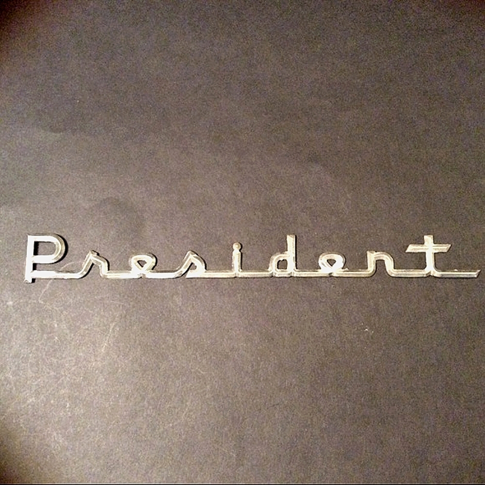 Studebaker President chrome name plate trim